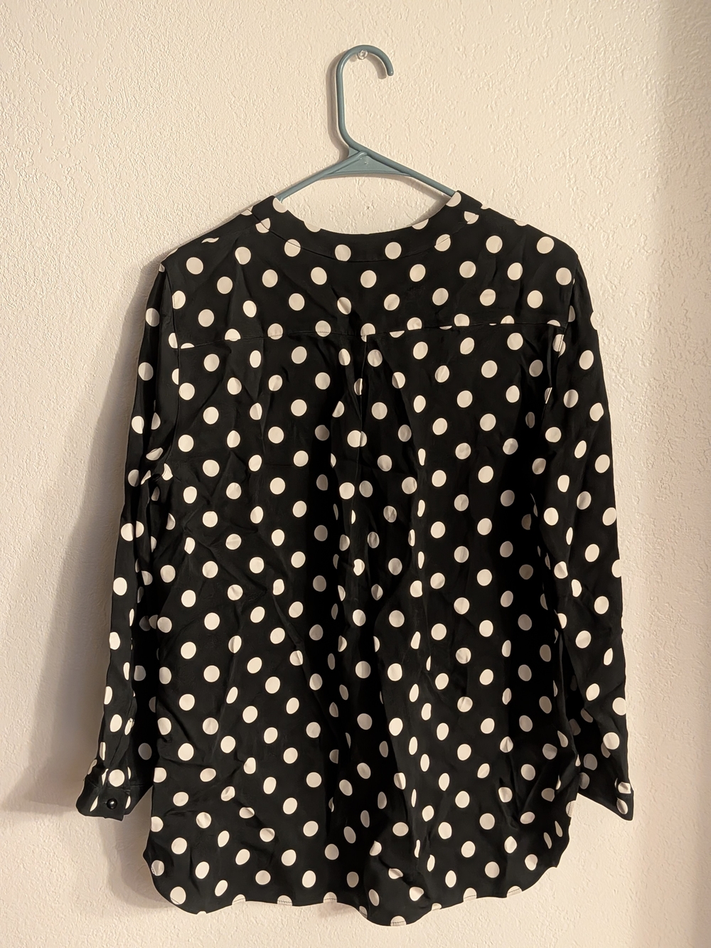 Akris Punto Black Button-Down Blouse with White Polka Dots